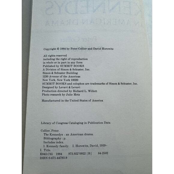 The Kennedys: An American Drama.  Hard cover. Peter Collier and David Horowitz - Picture 6 of 9